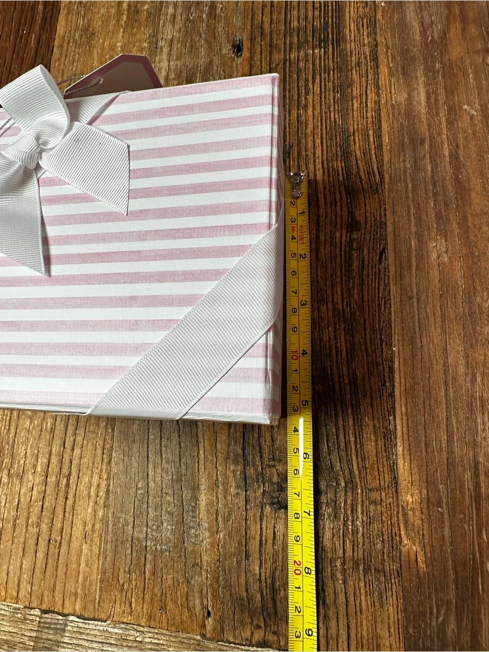 Striped Pink Gift Boxes with Ribbon - Set of 2